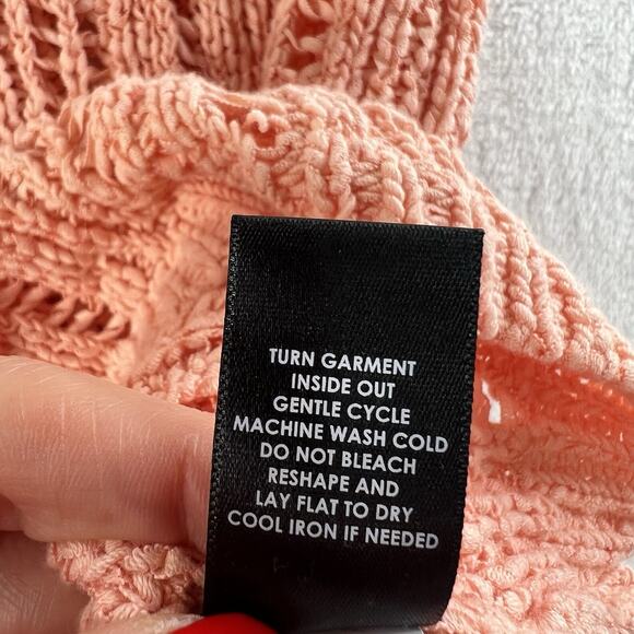 Torrid Sweater Size 00 Medium Large 10 Open Knit Stitch Dolman Peach Scoop Neck - Picture 7 of 13